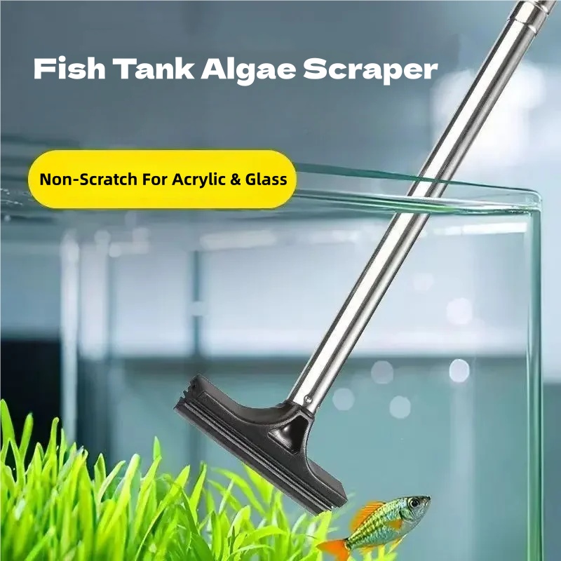 Marine Aquarium Glass Cleaner - Pengikis Alga Akuarium Teleskopik Kepala Silikon