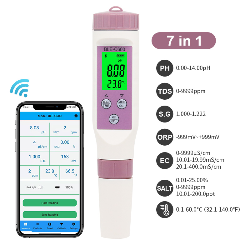 Marine Aquarium Test Kit - Bluetooth 7 in 1 pH TDS