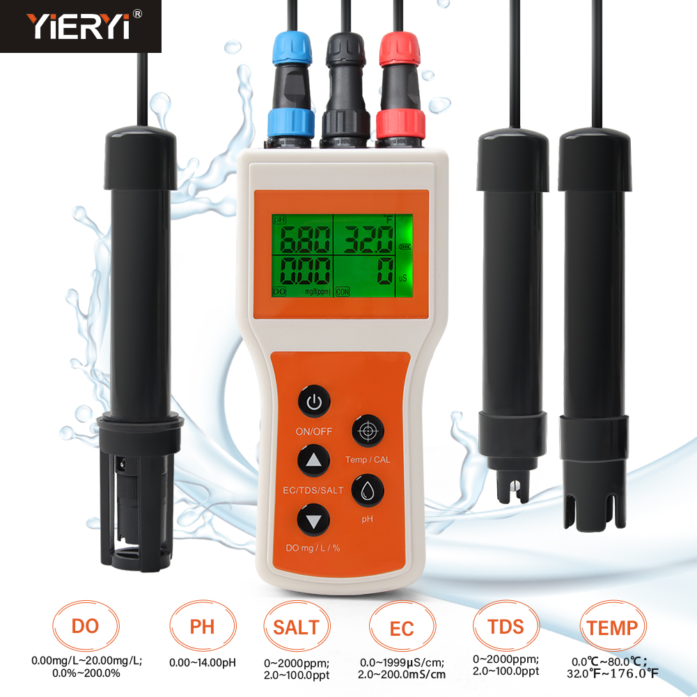 Marine Aquarium Test Kit - Pengukur oksigen terlarut pintar, penguji PH/DO/TDS/EC/Temp/salinitas