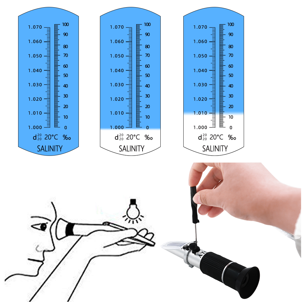 3 in 1 Handheld 0-1 10% refrak - Marine Aquarium Refractometer ulasan dan harga